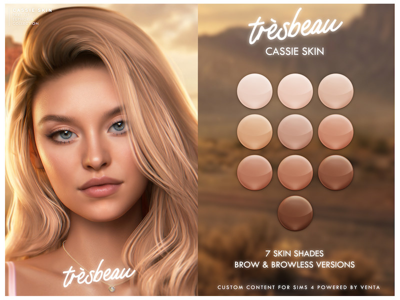 Sims 4 Tres Beau - Cassie Skin (Overlay) by VentaStudio