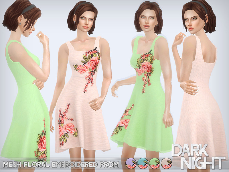Sims 4 Mesh Floral Embroidered Prom by DarkNighTt