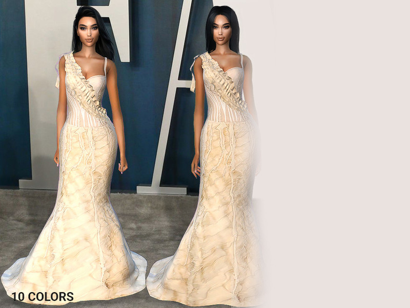 Sims 4 412 - Kim Kardasian's Vanity Fair Dress by sims2fanbg