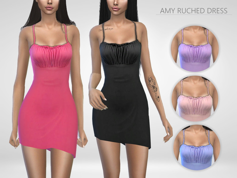 Sims 4 Amy Ruched Dress by Puresim