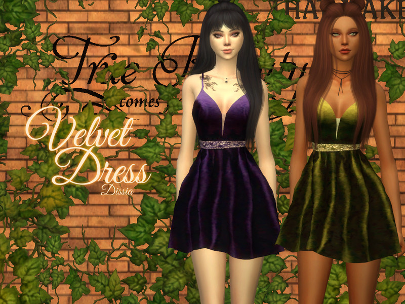 Sims 4 Velvet Dress by Dissia