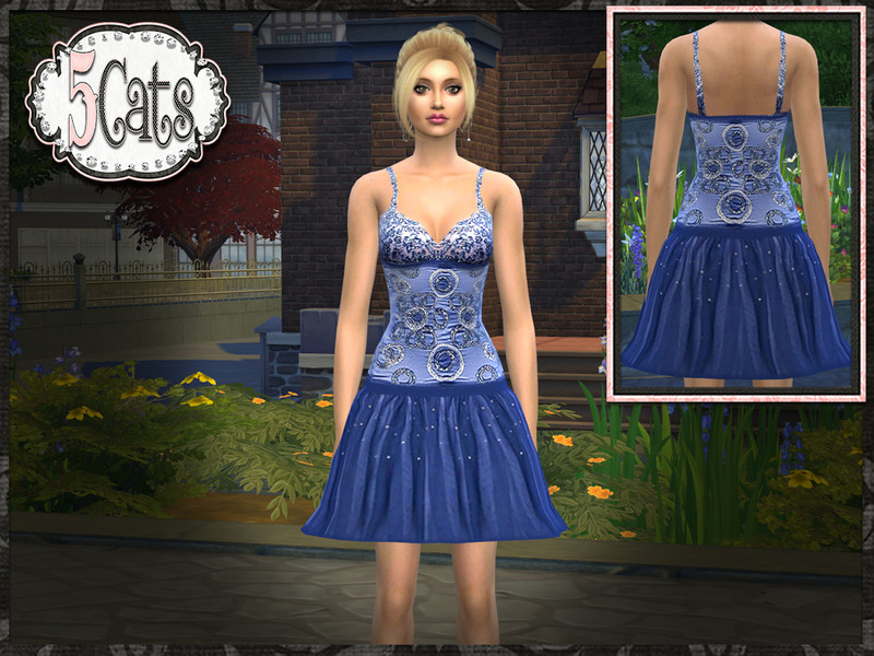 Sims 4 Sequin Tulle Low Waist Short Prom Dress by Five5Cats