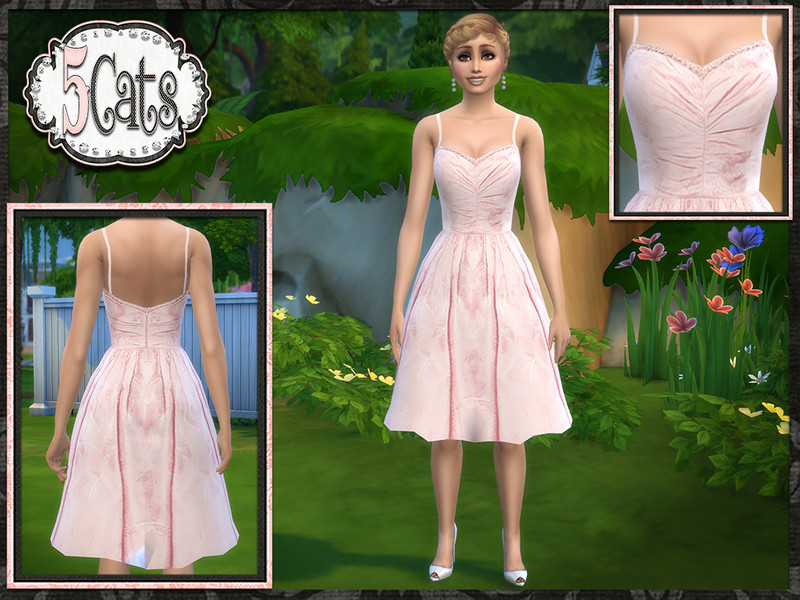 Sims 4 Bridesmaid Rose Print Short Dress by Five5Cats
