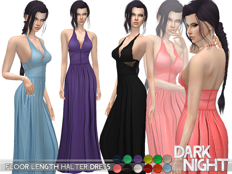 Sims 4 Floor Length Halter Dress by DarkNighTt