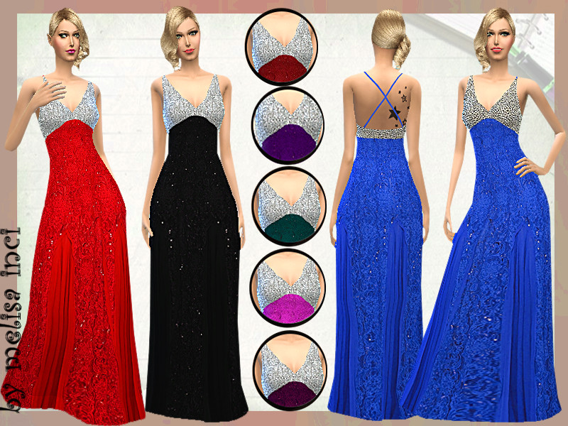 Sims 4 Sleeveless Evening Gown by melisa inci