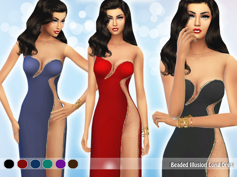 Sims 4 Beaded Illusion Dress by Saliwa