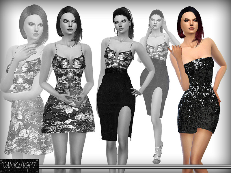 Sims 4 Strapless Sequin Dress by DarkNighTt