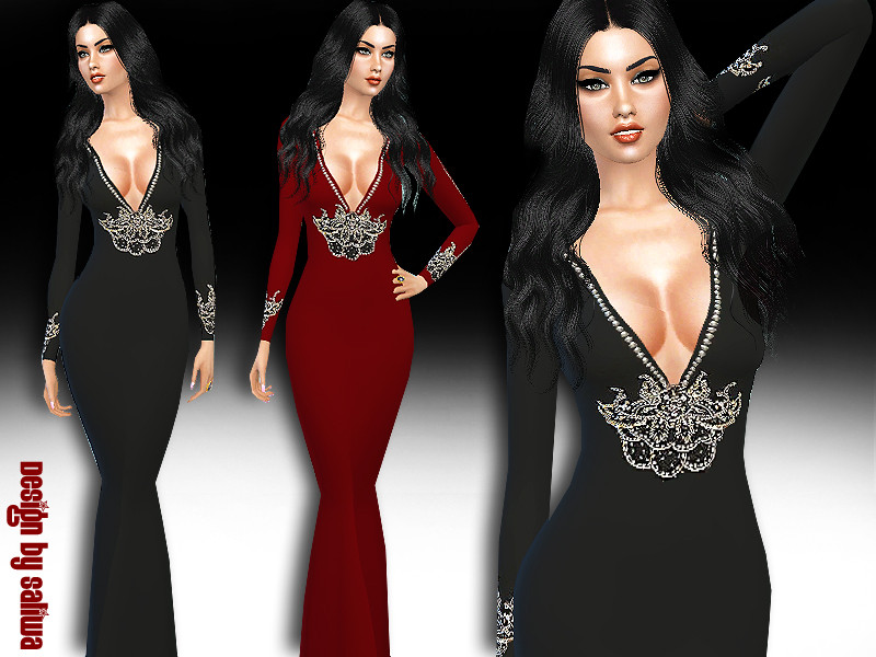 Sims 4 Golden Prom Dress by Saliwa