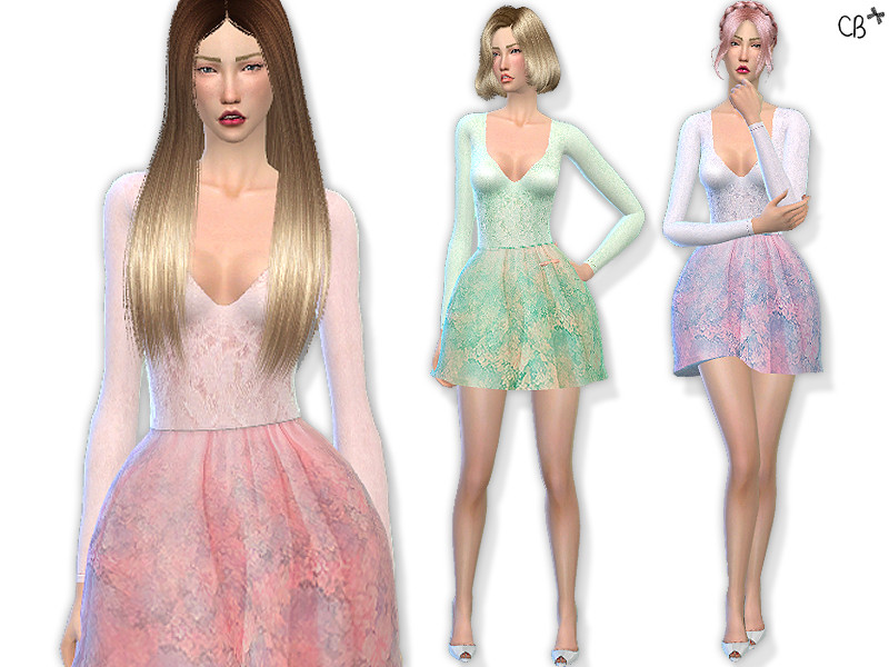 Sims 4 Flower Paradise dress by CherryBerrySim