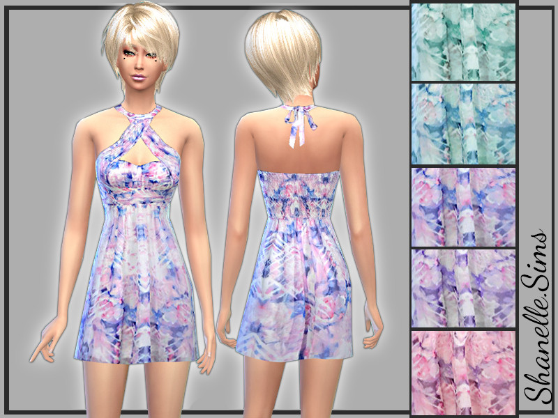 Sims 4 Halter Neck Floral Print Dress by shanelle.sims
