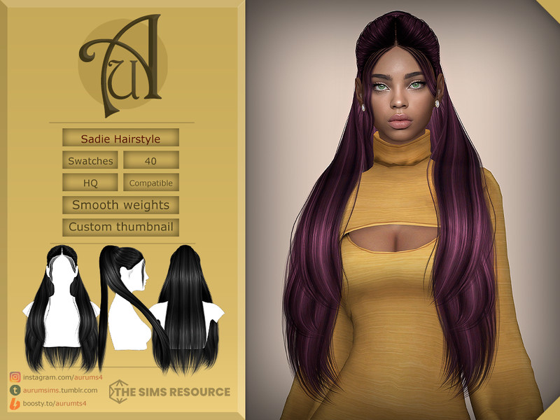 Sims 4 Sadie - Long Straight Hairstyle by AurumMusik