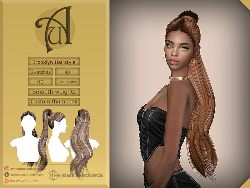Sims 4 Brooklyn - Long Ponytail Hairstyle by AurumMusik