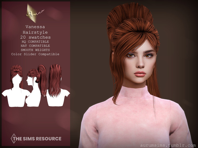Sims 4 Vanessa High Ponytail Hairstyle by AurumMusik