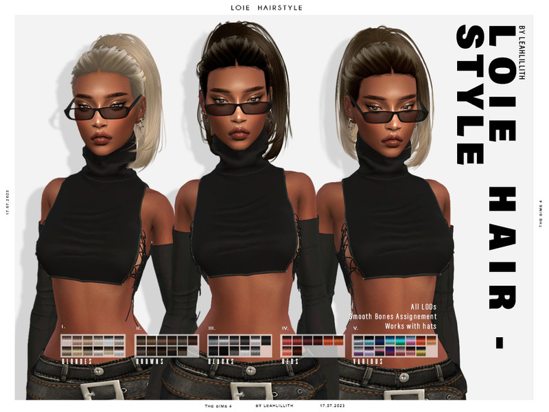 Sims 4 Loie Hairstyle by Leah Lillith