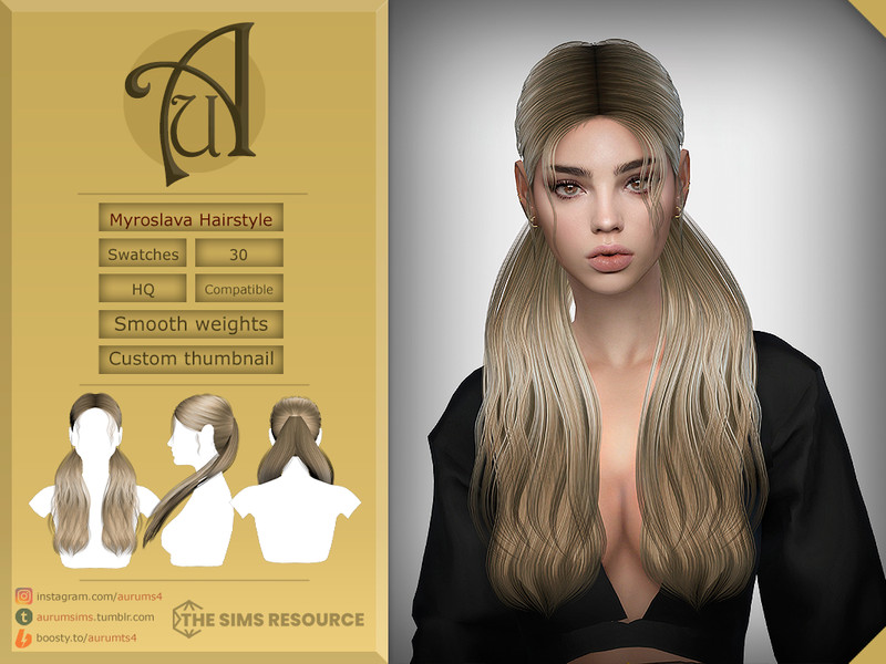 Sims 4 Myroslava - Hairstyle by AurumMusik