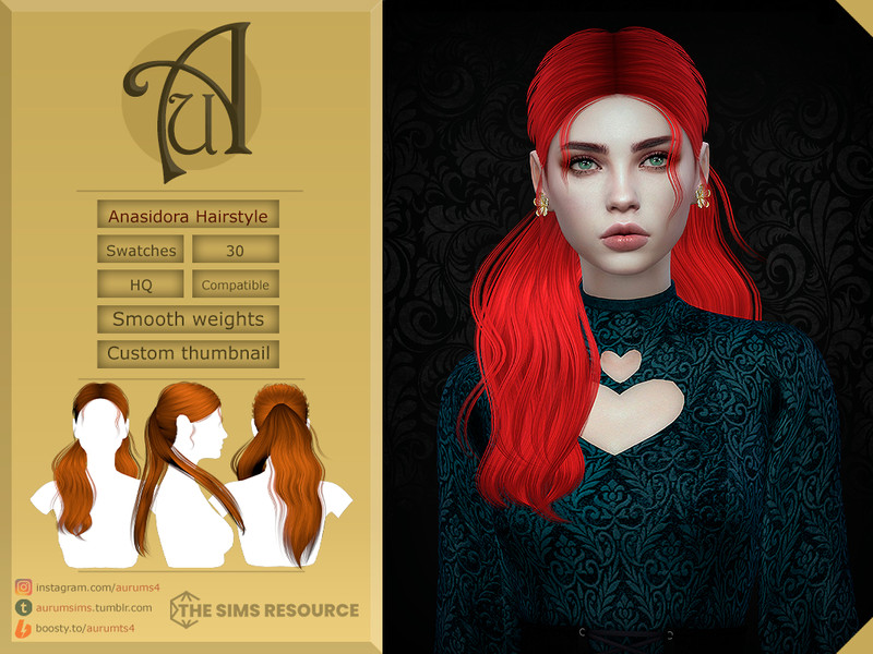 Sims 4 Anasidora - Hairstyle by AurumMusik