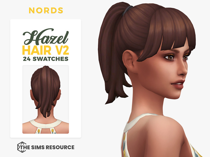 Sims 4 Hazel Ponytail Hairstyle V2 by Nords