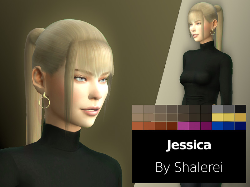 Sims 4 Shalerei | High ponytail w/ Fringe hairstyle by Shalerei