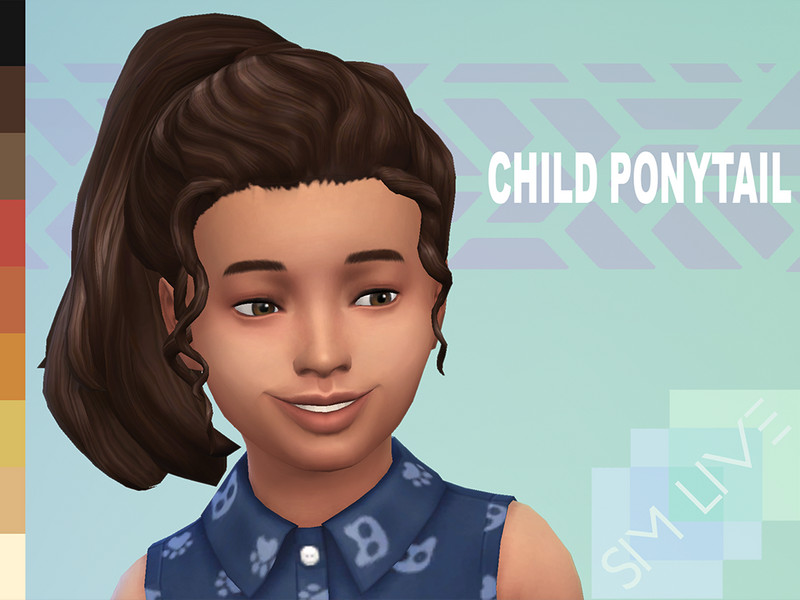 Sims 4 Child high ponytail by KikiSimLive