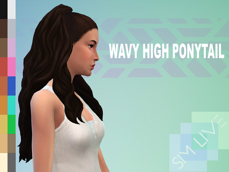 Sims 4 Wavy High Ponytail teen - elder by KikiSimLive