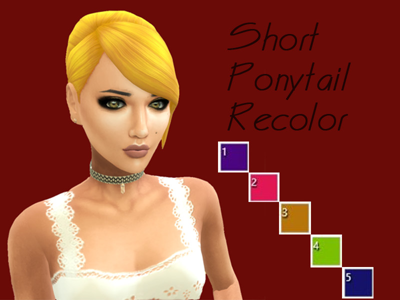 Sims 4 Short Ponytail Recolor (LadyLorelai) - Dine Out needed by LadyLorelai