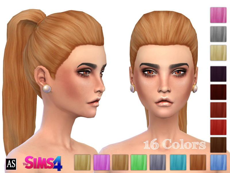 Sims 4 High Fashion Thick Ponytail (New Mesh) by Alexandra_Sine