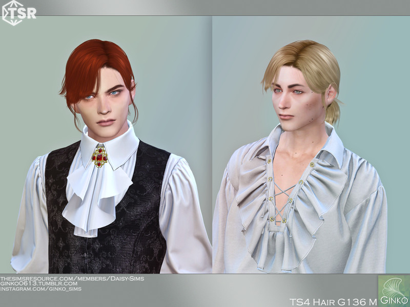 Sims 4 Short Ponytail Hairstyle for men - G136 by Daisy-Sims