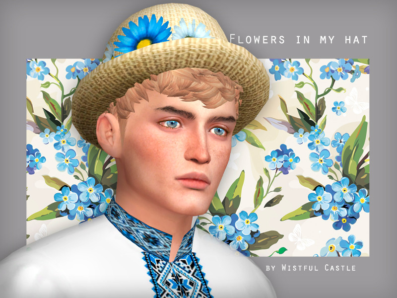 Sims 4 Flowers in my hat - hat by WistfulCastle
