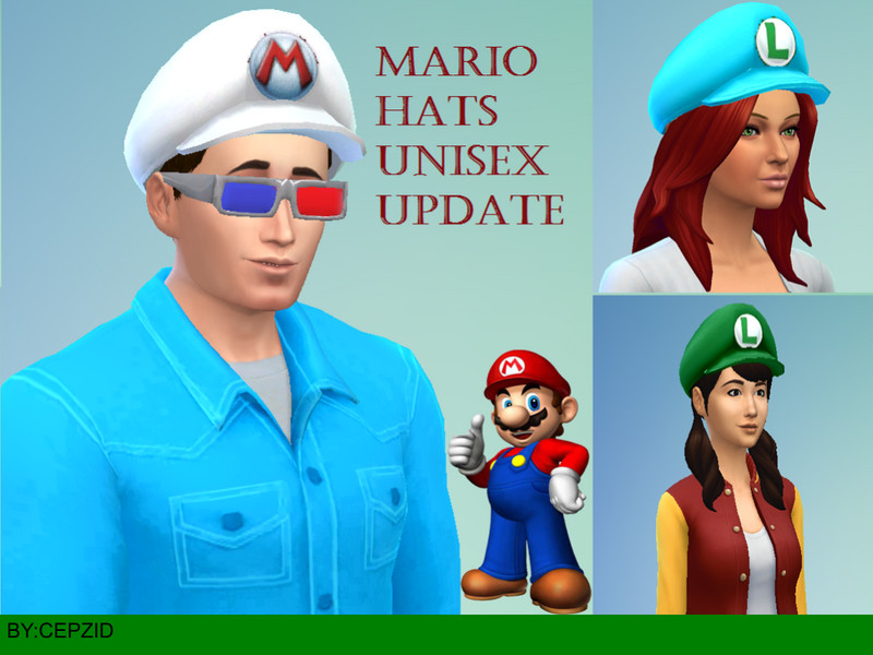 Sims 4 Mario Cap Unisex Update by cepzid