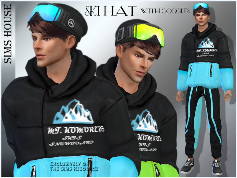 Sims 4 SKI HAT with goggles by Sims House
