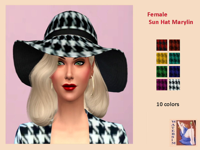 Sims 4 ws Female Hat Houndstooth - RC by watersim44