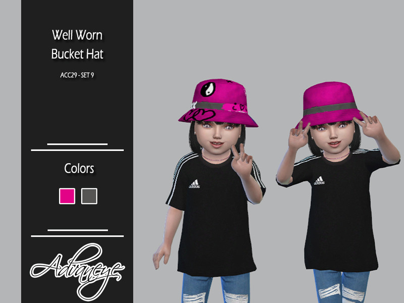 Sims 4 Bucket Hat "Well Worn" Toddler SET9 - Throwback Fit Required by Advaneye