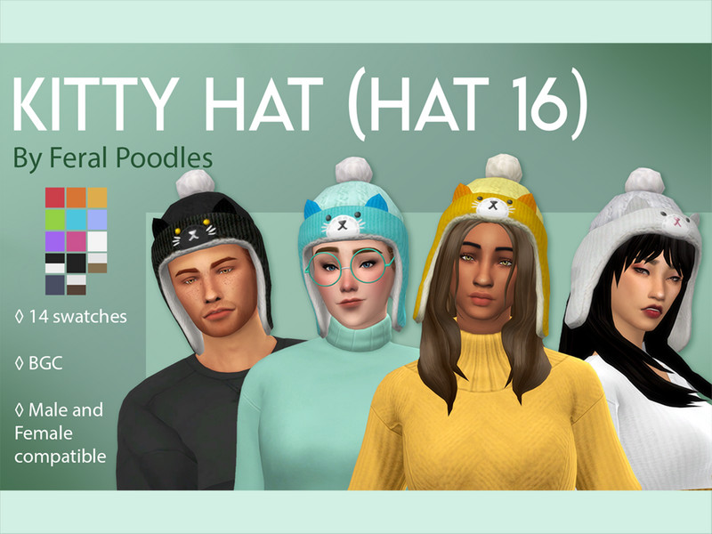 Sims 4 Kitty Hat (Hair-Compatible) by feralpoodles