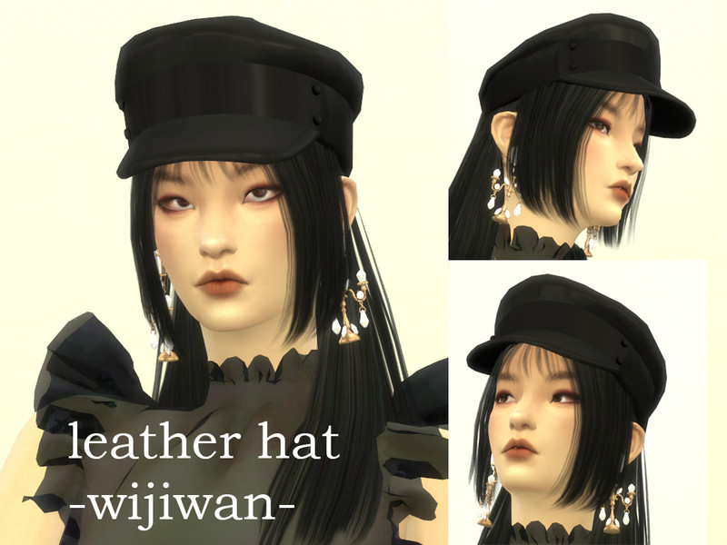 Sims 4 wijiwan - Leather Hat by wijiwan