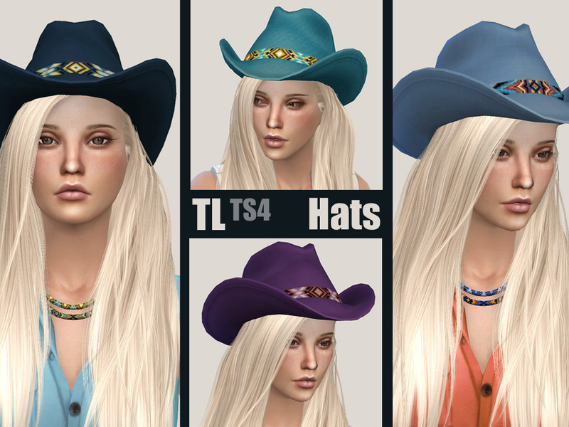 Sims 4 Western Hat Series BLUE by TitusLinde