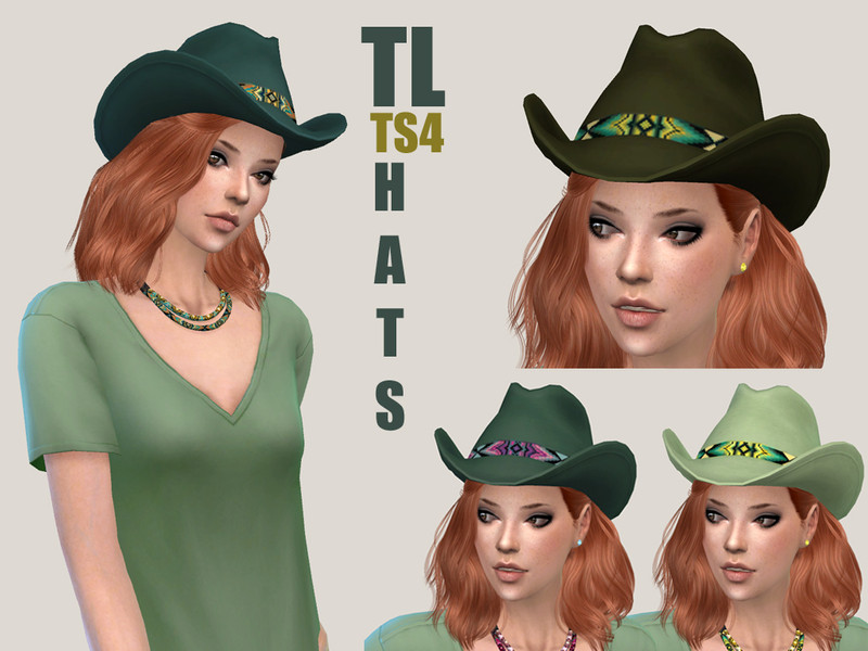Sims 4 Western Hat Series GREEN by TitusLinde