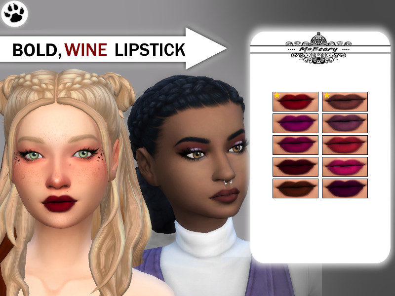 Sims 4 Bold Wine Colored Lipstick by MsBeary