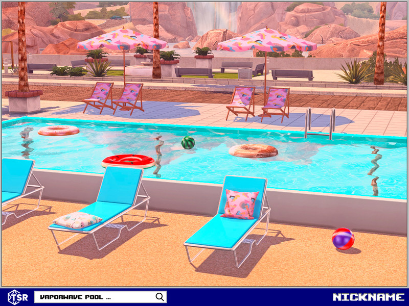 Sims 4 vaporwave pool set by NICKNAME_sims4