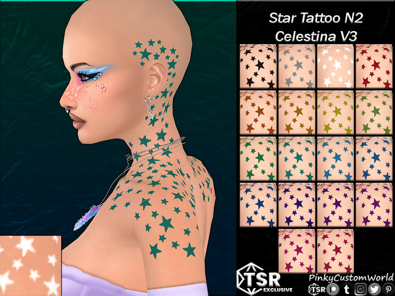 Sims 4 Star Tattoo N2 - Celestina V3 (Tattoo) by PinkyCustomWorld