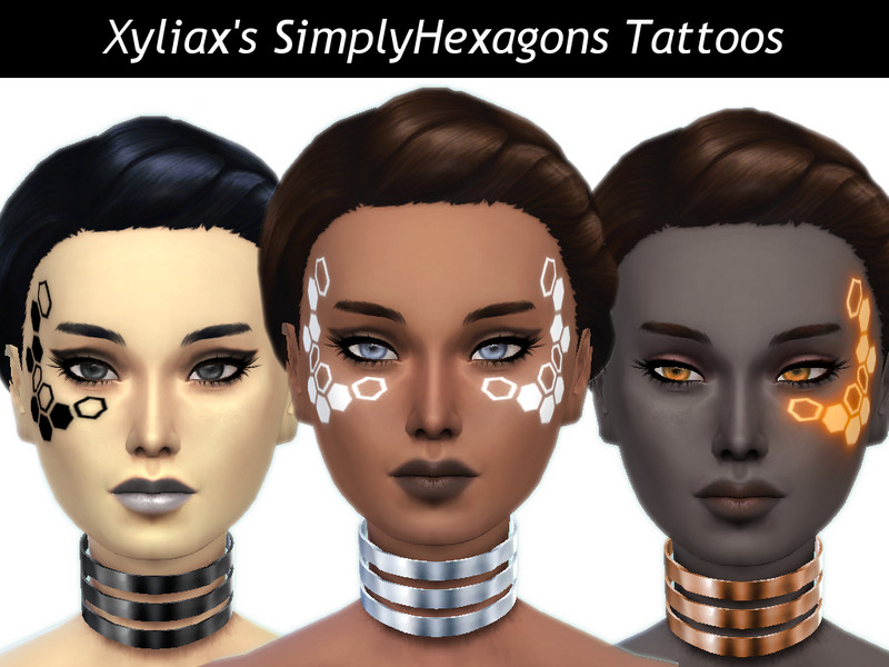 Sims 4 SimplyHexagons Futuristic Face Tattoo by Xyliax