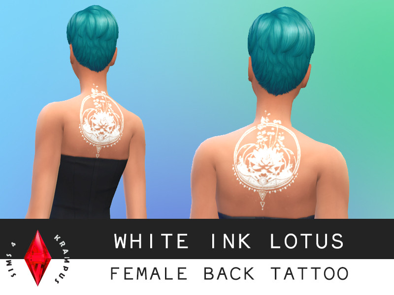 Sims 4 Female White Ink Lotus Tattoo by SIms4Krampus