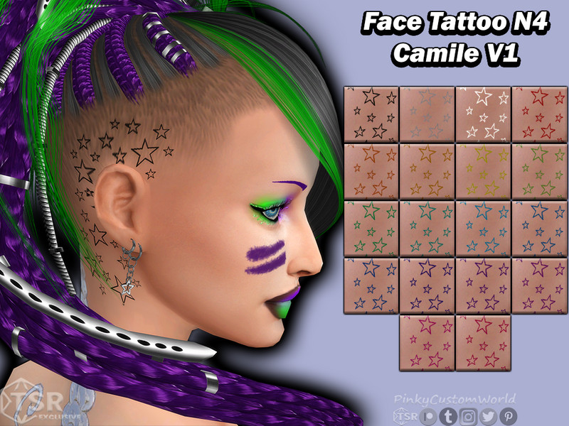 Sims 4 Face Tattoo N4 - Camile V1 (Dimple Right) by PinkyCustomWorld