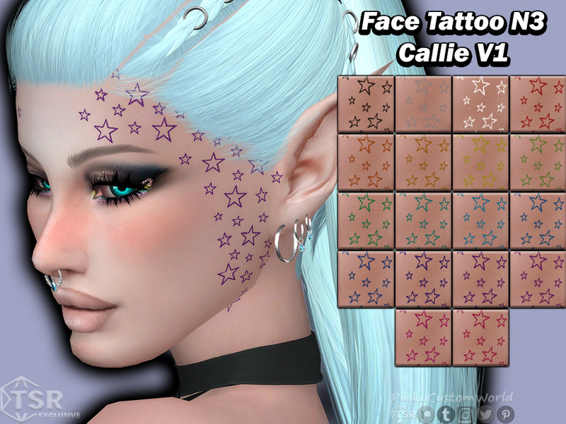 Sims 4 Face Tattoo N3 - Callie (Dimple Left) by PinkyCustomWorld