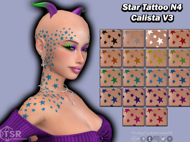 Sims 4 Star Tattoo N4 - Calista V3 (Dimple Left) by PinkyCustomWorld