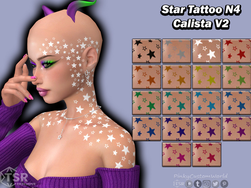 Sims 4 Star Tattoo N4 - Calista V2 (Dimple Left) by PinkyCustomWorld