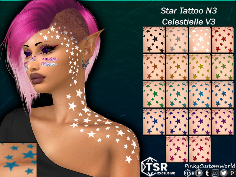 Sims 4 Star Tattoo N3 - Celestielle V3 (Dimple Left) by PinkyCustomWorld