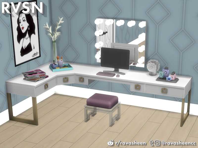 Sims 4 Social Distancing Desk & Vanity Set by RAVASHEEN