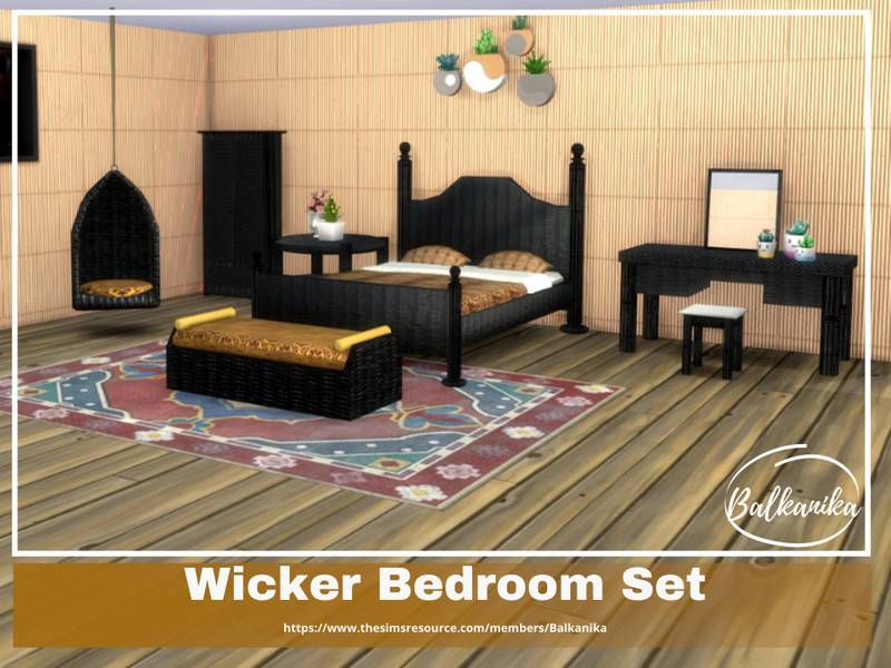 Sims 4 Wicker Bedroom Set by Balkanika