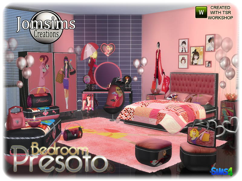 Sims 4 Presoto bedroom girly by jomsims