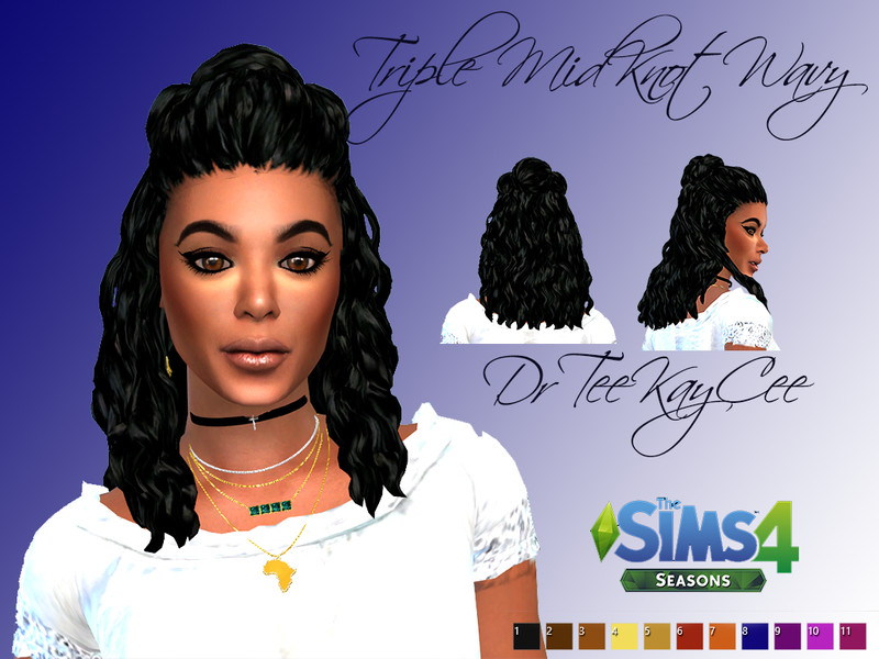 Sims 4 Triple Midknot Wavy - Seasons Required by drteekaycee